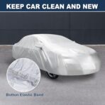 ACROPIX 180T Gray Car Cover Waterproof All Weather Full Exterior Cover Rain Hail Sun Protector Car Cover Fit for Sedan Length 185-189 Inch - Pack of 1 - Image 3