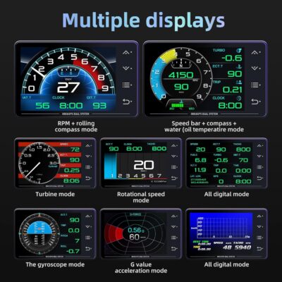 MH Obd2 Gauge Display Heads Up Display 4.3-inch TFT LCD Screen Multi-Function Digital HUD Gauge Cluster with Speed RPM Boost for All Car - Image 4