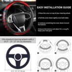 PU Leather Car Steering Wheel Cover with Anti-Slip Grip, for Women and Men, Universal Fit for 14.5-15 Inch Cars, Trucks, SUVs (Red (Round), Medium(Standard) Size[14 1/2''-15'']) - Image 5