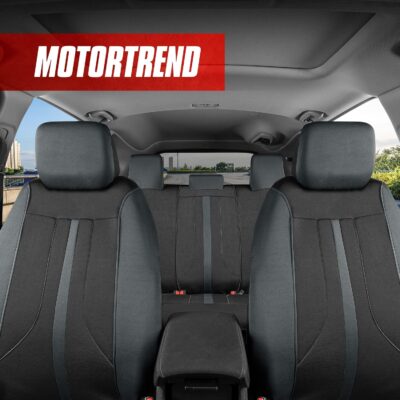 Motor Trend Black & Gray Car Seat Covers Full Set – Front Seat Covers & Rear Bench Seat Cover – Airbag Compatible, 60/40 Split Bench for Smaller Trucks, Cars & SUVs – Automotive Interior Accessories - Image 3