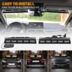 XRIDONSEN 2x 17 inch Emergency Dash Strobe Lights for Trucks Interior Front/Rear Windshield Lights 40 LED Amber White Safety Warning Hazard Lights w/Controller for Plow Trucks Construction Vehicles - Image 5