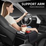 5 in 1 Car Center Console Cover, Armrest Pad with 2 Storage Pockets, Cup Holder, Tissue Box Slot, Phone Holder, Universal Car Interior Organizer (Black) - Image 4