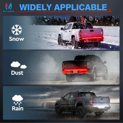 MICTUNING 60 inches Red Sequential Turn Signal LED Brake Lamp Triple Row 504 LEDs Tailgate Strip Light Waterproof for Ford F150/RAM 2500 - 5 Functions - Image 7