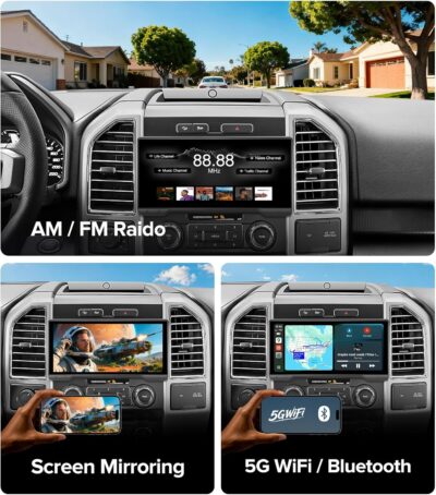 10.33" Android 13 Car Stereo for Ford F150 F250 F350 F450 (2015-2020) - 4G+64G, Wireless CarPlay Android Auto with 1600x720 QLED, BT 5.4, 5G WiFi, Plug & Play Radio (Fits 8" OEM Screen) - Image 8