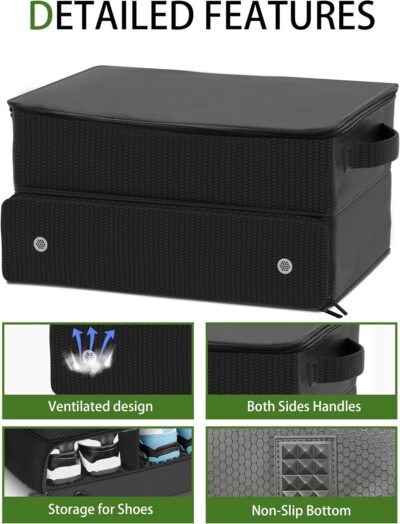 CAMPLAND 2 Layer Trunk Organizer, Waterproof Car Locker for 2 Pair Shoes, Durable Trunk Storage for Balls, Tees, Clothes, Gloves, Accessories, Golf Gifts - Image 5