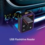 Armor All Bluetooth FM Transmitter for Car Cigarette Lighter, Hand Free Call with Built in Noise Canceling Microphone & Answer/Hang-up Button, 2 USB-A Ports, USB-C Port, Flash Drive Port, 8 LED Modes - Image 3