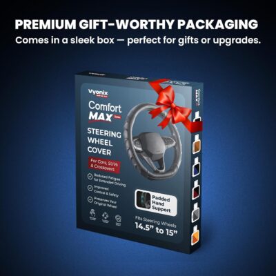 Carbon Fiber D Shaped Steering Wheel Cover – Universal 15 Inch (14.5-15″) Flat Bottom Steering Wheel Cover – Non Slip Leather Grip with Gel Comfort Padding – Sporty Design for Cars, SUVs & Trucks - Image 5