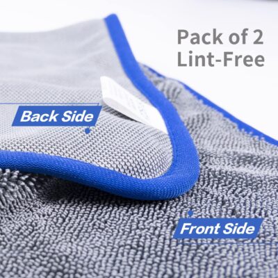SHSCLY Professional Car Drying Towel – 2-Pack XL Microfiber Towels for Cars, Trucks & SUVs, No Drag, Paint-Safe, Controlled Streak-Free Drying, Lightweight Feel When Wet, Soft & Absorbent, 29" × 33" - Image 9