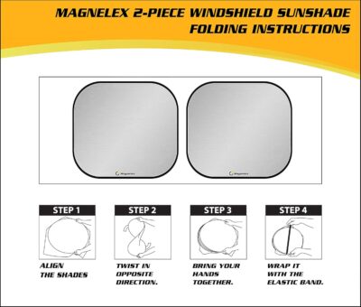 Magnelex Windshield Sun Shade - Reflective Fabric Blocks Sun and Keeps Your Vehicle Cool, Foldable Sun Shield for Car Sunshade - Image 6