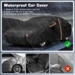Waterproof Car Cover for 2011-2025 VW Jetta, All Weather Sedan Outdoor Sun UV Rain Dust Snow Wind Protection Cover for Automobiles with Zipper Door & Windproof Bands (Black) - Image 3