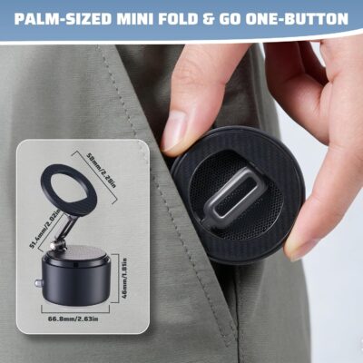 Car Phone Holder for Magsafe with Wireless Bluetooth Speaker, Cell Phone Stand HD Surround Sound Perfect for Home and Outdoors with Bluetooths Speakers for Desk Compatible with iPhone/Samsung Galaxy - Image 7