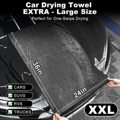 9Pcs Car Wheel & Tire Brush Kit, Wheel Cleaner Brush, Soft-bristled Rim Brush, Car Drying Towel (36"x 24"), Tire Shine Applicator Pad, Car Wash Mitt, Car Detailing Cleaning Wash Brush Supplies Kit - Image 3