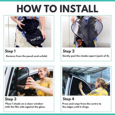 Car Window Shades - Certified 99.79% UVA & 99.95% UVB Sun Protection. Award Winning car Sun Shade for Side Windows. 4 Pack Semi Transparent 20" x 12" - Car Accessories Interior by Kinder Fluff - Image 6