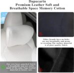 Car Headrest Pillow 100% Memory Foam, Breathable Removable Leather Cover, Premium Seat Support Head Neck Cushion for Driving Travel Home Office, White, 1 Pack - Image 4