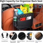 FrgKbTm Car Seat Back Organizer, Waterproof Car Backseat Organizer with Cup Holders Large Capacity Hanging Car Storage Bag for Phones Documents Cups Bottle Travel Compatible with Most Vehicles - Image 5