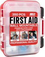 M2 BASICS Professional 350 Piece First Aid Kit, Wall Mountable Dual Layer Hard Case for Business, Home, Car, Vehicle & Work - Image 9
