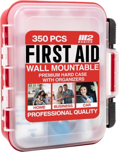 M2 BASICS Professional 350 Piece First Aid Kit, Wall Mountable Dual Layer Hard Case for Business, Home, Car, Vehicle & Work - Image 9