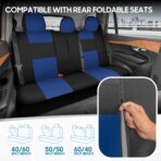 BDK PolyPro Car Seat Covers Full Set in Blue on Black, Front and Rear Split Bench Seat Covers for Cars, Easy to Install Car Seats Cover Set and Accessories for Auto Trucks Van SUV - Blue - Image 4