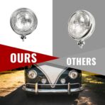 HECASA Pair Fog Lights Universal Fit 12 Volt 35 Watts Chrome Vintage Style Clear Lens Steel+Glass Adjustable Ball and Cup Mounting 2PCS - Image 5