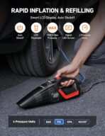 AstroAI 4-in-1 Car Vacuum Cleaner and Tire Inflator Portable with Accessories Air Compressor Digital Dual Values Display, 150 PSI Car Tires Air Pump with LED Light, 12V DC, 16.4FT Cord for Auto - Image 3