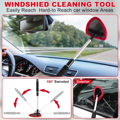 Viewsun Windshield Cleaner Tool, 17Pcs Red Car Interior Cleaning Kit, Car Detailing Kit Interior Cleaner, Car Detailing Brushes, Car Cleaning Gel, Inside Cleaning Supplies Accessories for Women Girls - Image 2