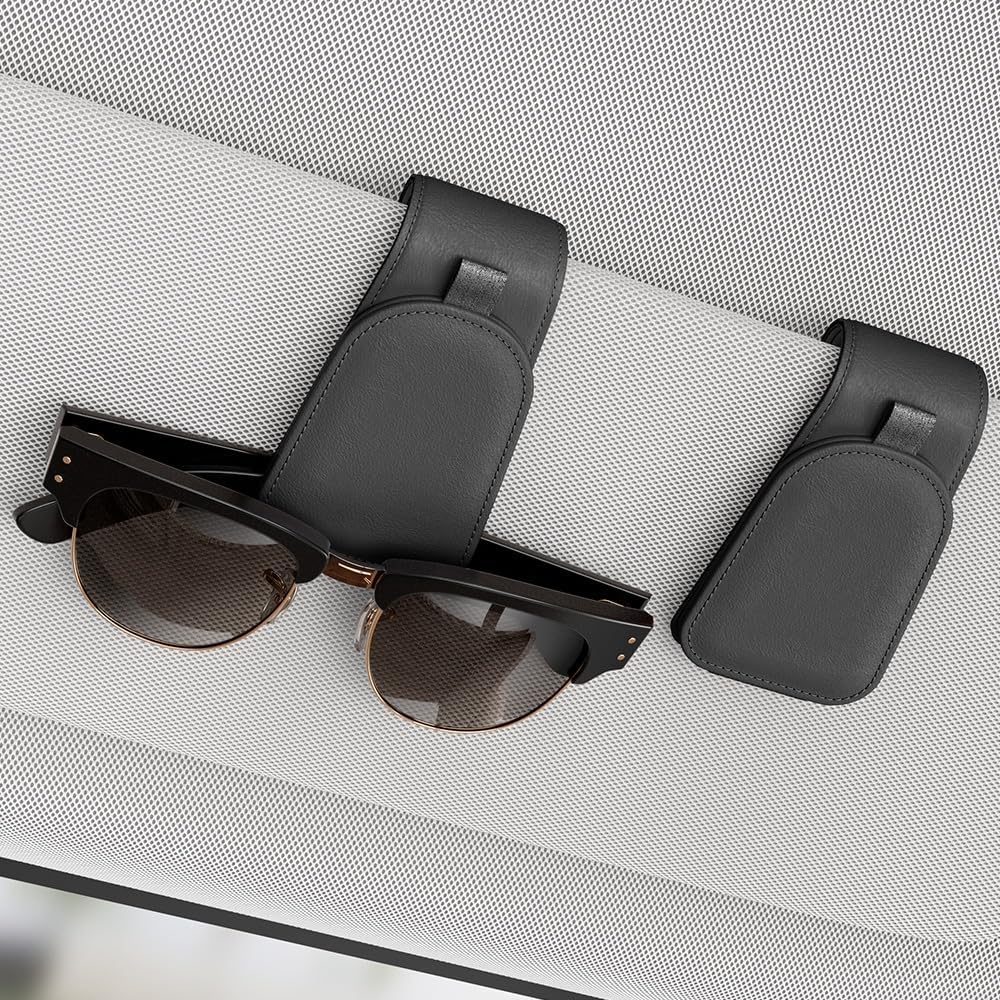 81RJs9kyyNL._AC_SL1000_.jpg Sotfamily Sunglass Holder for Car Visor, Suede Cloth Magnetic Sunglass Organizer for Car Accessories, 2 Packs, Black - Image 1