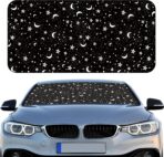 Woanger Windshield Sun Shade Foldable Car Front Window Covers for Car Accessories Sun Heat UV Rays Visor Protector Protection for Universal Cars SUV Truck (Moon Star)
