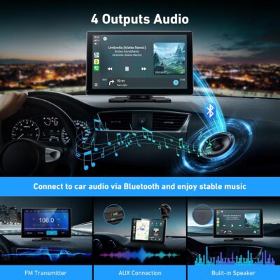 9inch Wireless Carplay Screen for Car & Android Auto, 4K Dash Cam + 1080P Backup Camera, Portable Touchscreen, GPS Navigation, Bluetooth for All Cars - Image 6