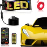 2026 Upgrade Custom LED Sign for Car, DIY LED Eye for Car Windows, Flexible Programmable U-BER Sign Bluetooth App & Remote Control Custom Text Messages Huge Bright Advertising Signs (7'' x 3'')