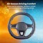 Carbon Fiber D Shaped Steering Wheel Cover – Universal 15 Inch (14.5-15″) Flat Bottom Steering Wheel Cover – Non Slip Leather Grip with Gel Comfort Padding – Sporty Design for Cars, SUVs & Trucks - Image 6