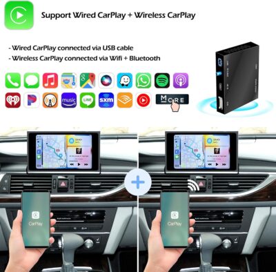 Wireless CarPlay Android Auto Mirroring Upgrade Retrofit Kit, USB Stick Playback, Compatible with Audi A6 A7 C7 2012-2015 with MMI 3G+ Version - Image 3