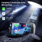 Double Din Car Stereo Bluetooth Wireless Carplay Android Auto-7 inch Touch Screen Car MP5 Player Bluetooth FM, Driauto 2 Din Radio Support MirrorLink, Type-C/SD/USB, Backup Camera, SWC, Video Play - Image 2
