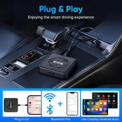 Upgraded Wireless CarPlay Adapter, 3-in-1 Wireless Carplay & Android Auto& Video Adapter, Built in Netflix YouTube Support TF Card, Plug & Play, USB Type C, USB Type A Compatible with iPhone & Android - Image 6