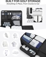 Golf Trunk Organizer with Built-in Hard Frame & Insulated Cooler Compartment, Ventilated Shoe Storage for 2 Pairs(Up to Mens US 11), Car Trunk Locker for Balls, Tees, Polos, Gloves - Black - Image 2