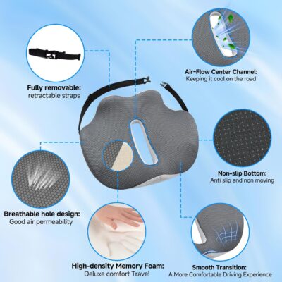 X-Large Seat Cushion for Truck Driver, Upgraded Cushion for Back Support and Pain Relief, Memory Foam with Non-Slip Washable Cover, Relieves Long-Term Truck Sitting and Pain - Image 5