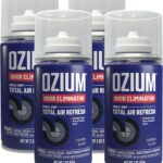OZIUM Air Freshener Odor Eliminator, 2oz Single Shot Total Air Refresh & Car Air Freshener – Carbon Black – 4 Pack
