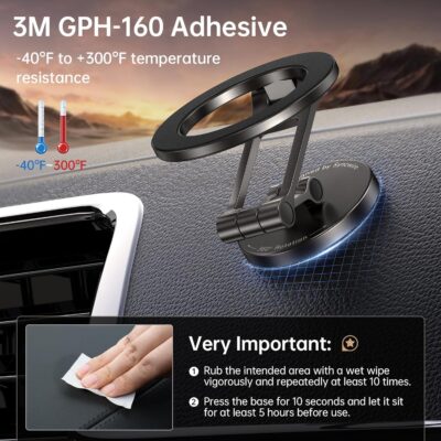 Syncwire Fits MagSafe Car Mount for Car Dash&Tesla Screen[All-Metal] Magnetic Phone Holder, [Flexible Three-axis]360° Rotation Car Mount Strong Magnets Car Phone Holder for iPhone 17 16 15 14 Pro Max - Image 6