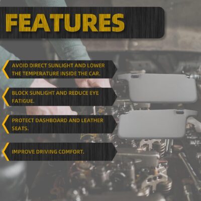 Dasbecan Left and Right Sun Visor Compatible with Honda Civic 1996-2001 iES CX DX EX EXR HX LX Gray Replacement - Image 3