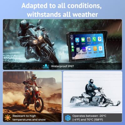 5" Motorcycle CarPlay Wireless for Apple CarPlay & Android Auto,W522 Car Play Motorbike Waterproof Touch Screen with Dual Bluetooth,GPS Navigation,Siri/G-Assist,EQ,USB/Hardwired Power Supply - Image 7