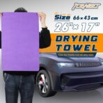 Premium Shammy Towel for Car, Super Absorbent 2 Pack 26""x17"" Car Drying Towel, Reusable Soft Car Wash Cloth, Chamois Cloth for Car, Dust Remove, No Scratch/Spot/Streak, Blue & Purple - Image 4