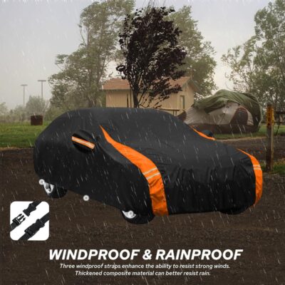 10-Layer for Chevy Camaro Car Cover Waterproof All Weather for Automobiles, Outdoor Full Exterior Covers Soft Cotton Lining with Door Zipper, Fit for Chevy Camaro 2010-2025 - Image 3