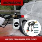 Stubby Pressure Washer Gun with 360° Swivel, 5000 PSI Short Power Washer Gun, 3/8" Quick Connect & M22-14 Fitting, Pressure Washer Spray Gun for Foam Cannon, Car Washing & Detailing - Image 5