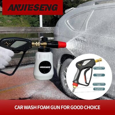 Stubby Pressure Washer Gun with 360° Swivel, 5000 PSI Short Power Washer Gun, 3/8" Quick Connect & M22-14 Fitting, Pressure Washer Spray Gun for Foam Cannon, Car Washing & Detailing - Image 5