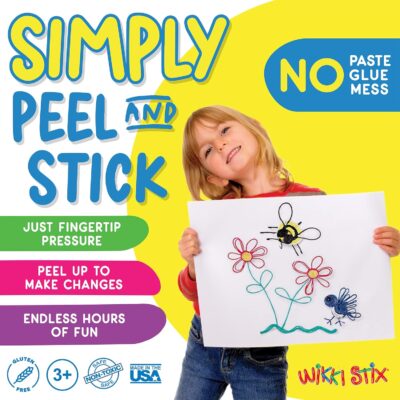 Wikki Stix for Doodlers - Kid's Travel Essential: Portable Creativity On-The-Go! Pack of 24 Wikki Stix in Neon and Primary Colors. Made in USA ! 3 & Up. - Image 2