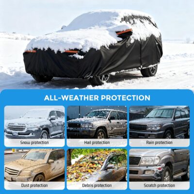 Winter Car Cover for GMC Acadia 2007-2025, Heavy Duty SUV Full Car Cover Waterproof All Weather Outdoor for Hail Snow Ice Rain Sun UV Dust Protector, with Driver Side Zipper & Reflective Strips - Image 7