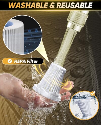 Saker Car Vacuum Portable 6-in-1 Handheld Cordless Vacuums, 20000PA Suction, 7800mAh Blower, Window Breaker, Seatbelt Cutter for Car, Home & Office Cleaning SW102 Silver - Image 7