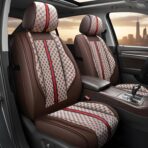 OASIS AUTO Car Seat Covers Full Set, Luxury Stylish Waterproof Faux Leather, Universal Fit for SUV, Sedan, Pick-up Truck, Automotive Interior Protectors (OS-007 Brown)