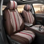 OASIS AUTO Car Seat Covers Full Set, Luxury Stylish Waterproof Faux Leather, Universal Fit for SUV, Sedan, Pick-up Truck, Automotive Interior Protectors (OS-007 Brown)
