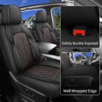 Car Seat Cover Custom Fit for Ford F150 2009-2026 Faux Leather Seat Cover Set Compatible with Regular Cab Super Cab Super Crew Pickup Truck Cushions (Black Redline, Front Seat) - Image 3
