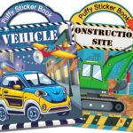 2 Pack Puffy Sticker Books for Kids Ages 3-5, Construction Truck and Vehicle Car Stickers for Toddlers Boys, 3D Reusable Stickers Books for Toddlers, Activity Book for Boys Party